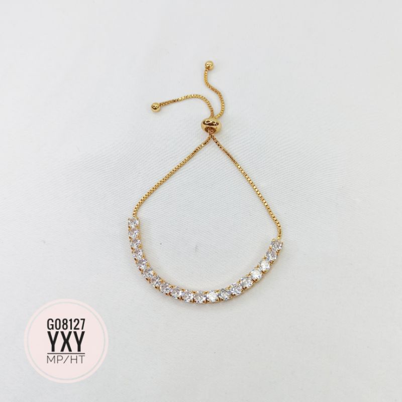 Gelang Yaxiya Serut Zircon Baris Gold G08127