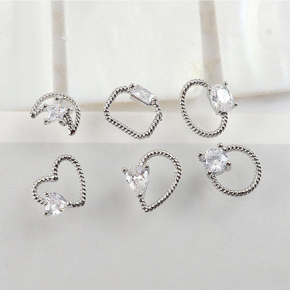 Agustina Frame Kuku Zirkon Emas Bulan Manikur Aksesoris Kuku Rhinestones