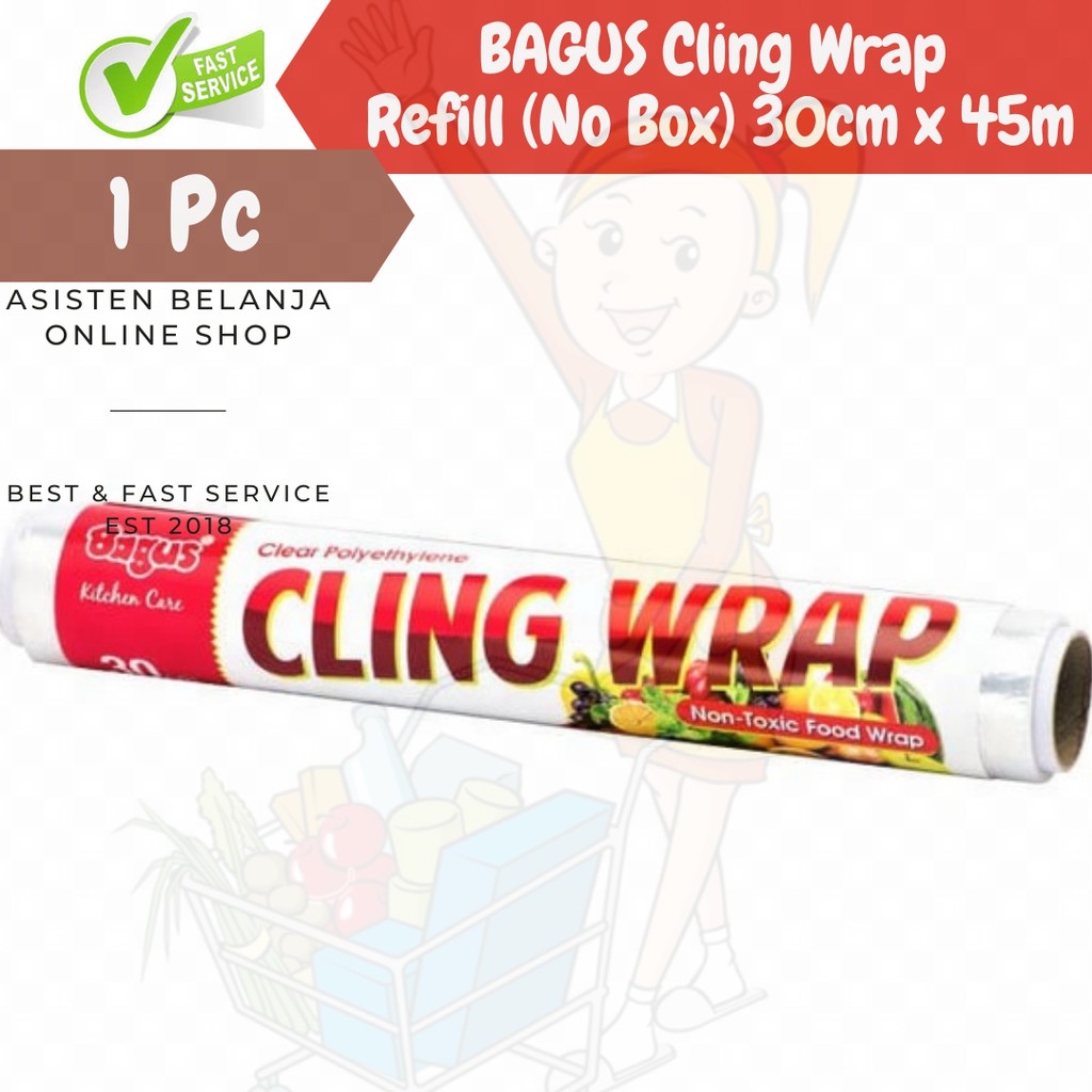 BAGUS Cling Wrap REFILL No Box 30cm X 45meter Plastik Makanan Food Grade Refil Plastic Wrapping Clingwrap