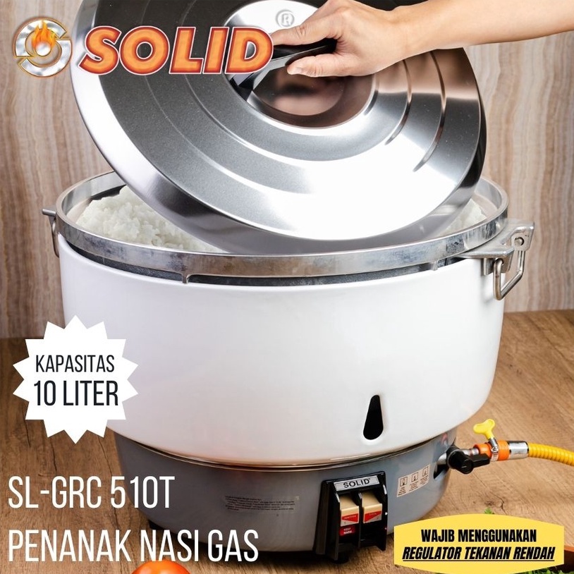 Penanak Nasi GAS LPG SOLID 10 Liter Kapasitas Besar Restoran Catering Café Acara Keluarga