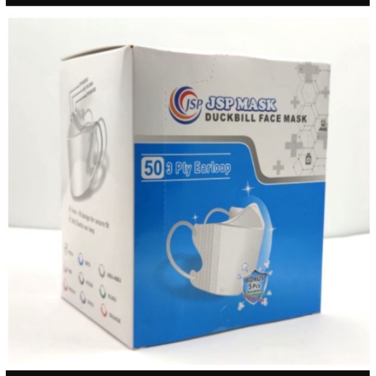 [ DB JSP ] MASKER DUCKBILL JSP 3 PLY PUTIH ISI 50 / DUCKBILL WARNA / MASKER EARLOOP / FACE MASK