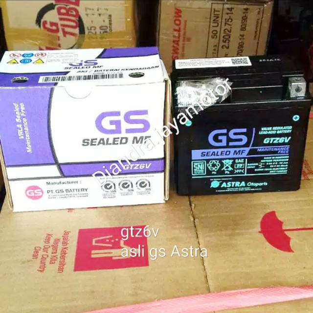 Aki motor merk gs astra gtz6v for honda vario 125 cc.150 cc.new scoopy merk GS ASTRA type GTZ6V