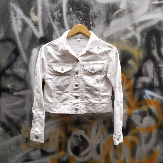 jaket cardigan jeans Uniqlo size S wanita second