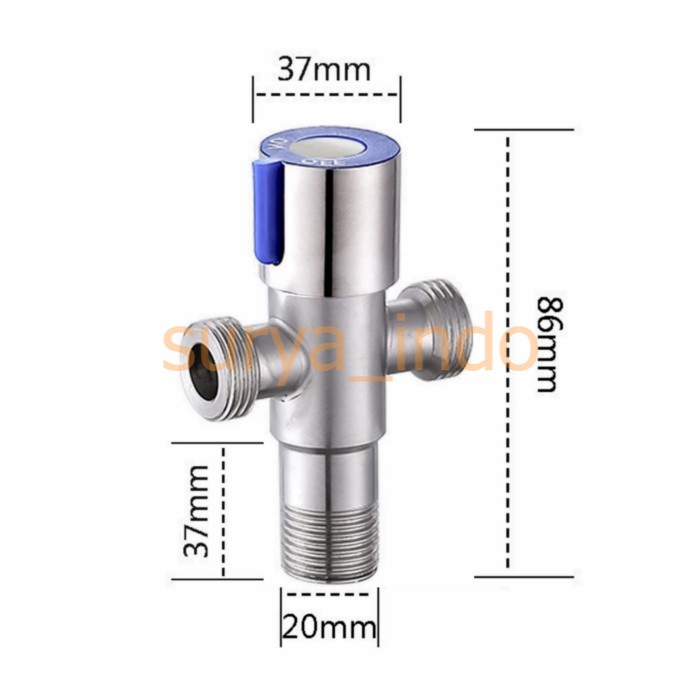 STOP KRAN T / TEE TOILET 1/2&quot; STOPKRAN CABANG KLOSET SHOWER SUS304