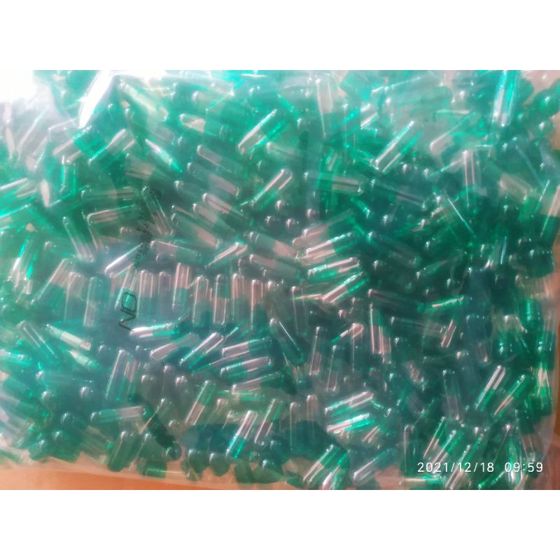 cangkang kapsul kosong hijau bening No 0