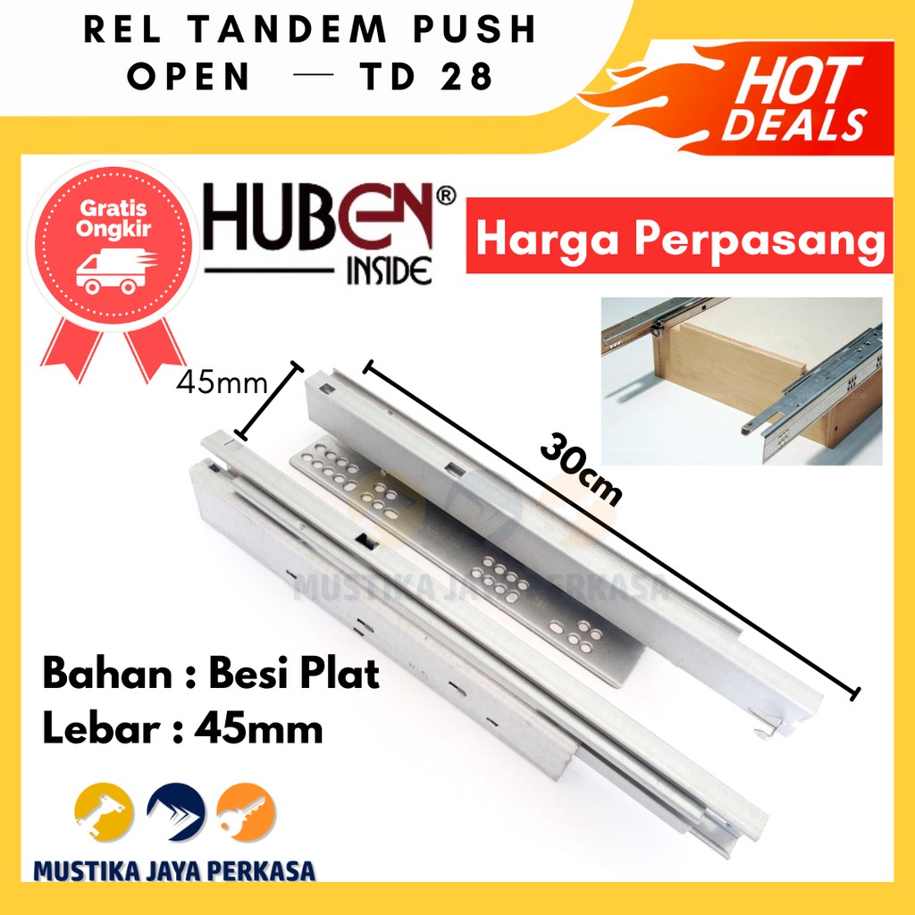 Rel Laci Tandem Huben 30 cm Rel Push Open Huben TD -28 Bukan Taco