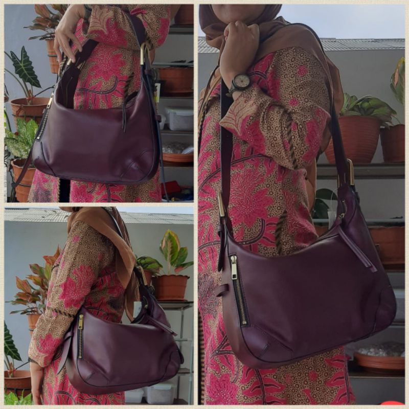 Hannah Hobo fig Shoulder Bag