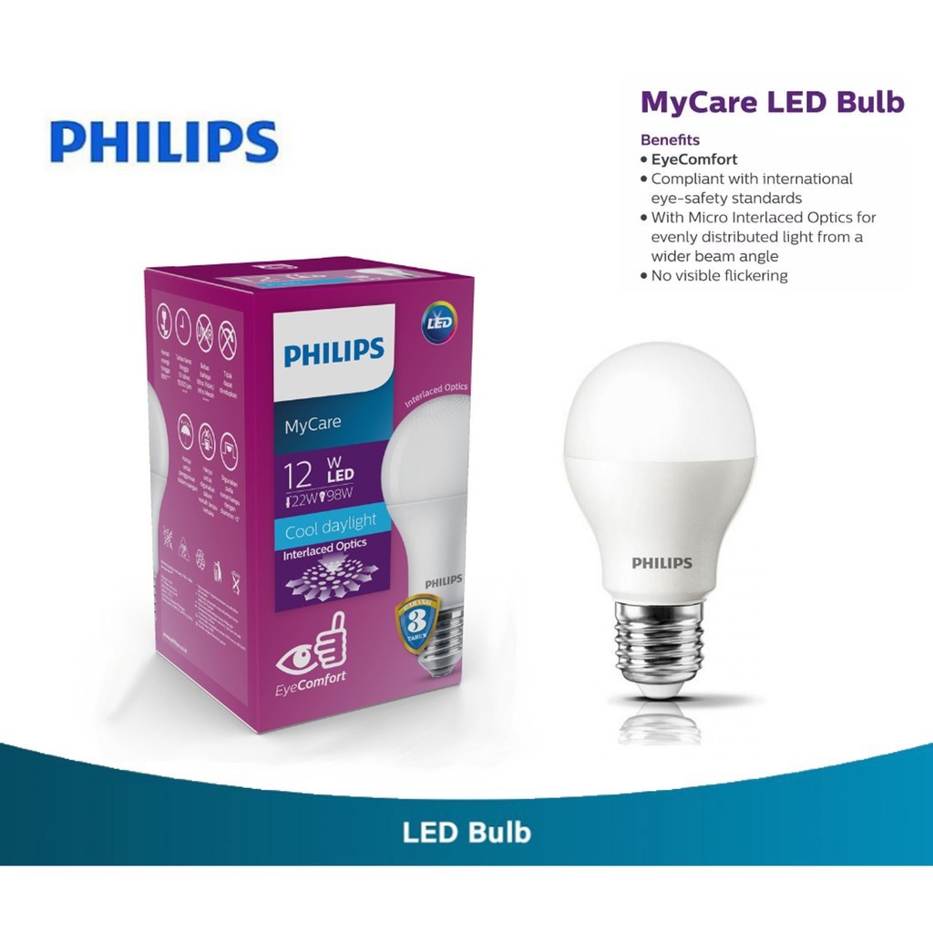 Philips MultiPack MyCare LedBulb 12W/14.5W 6500K Putih