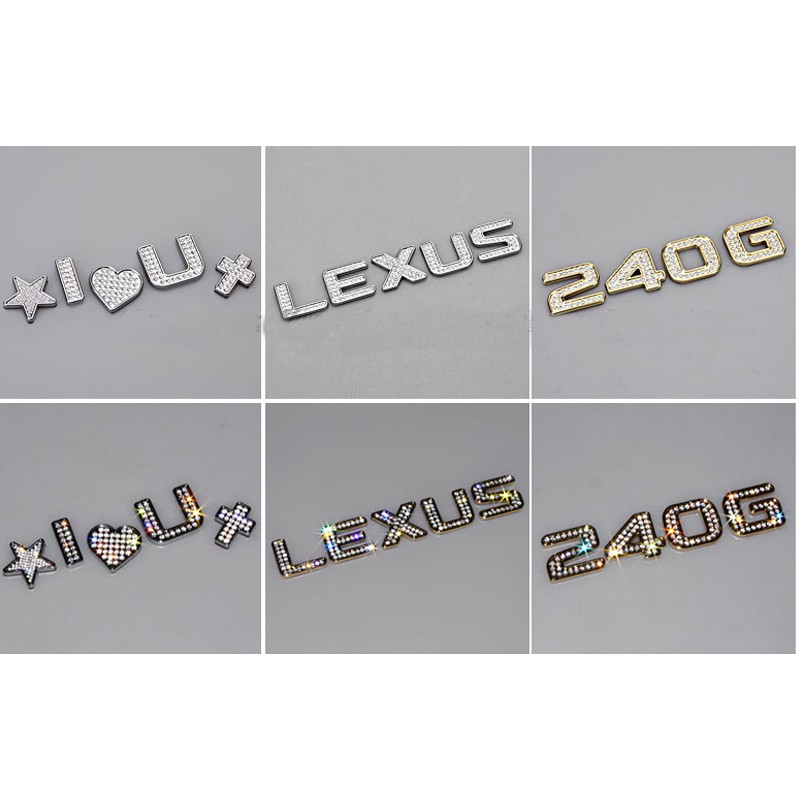 1 x Silver Swarovski Crystal Diamond Badge Auto Car  Body Letter Alphabet Sticker Emblem Decal