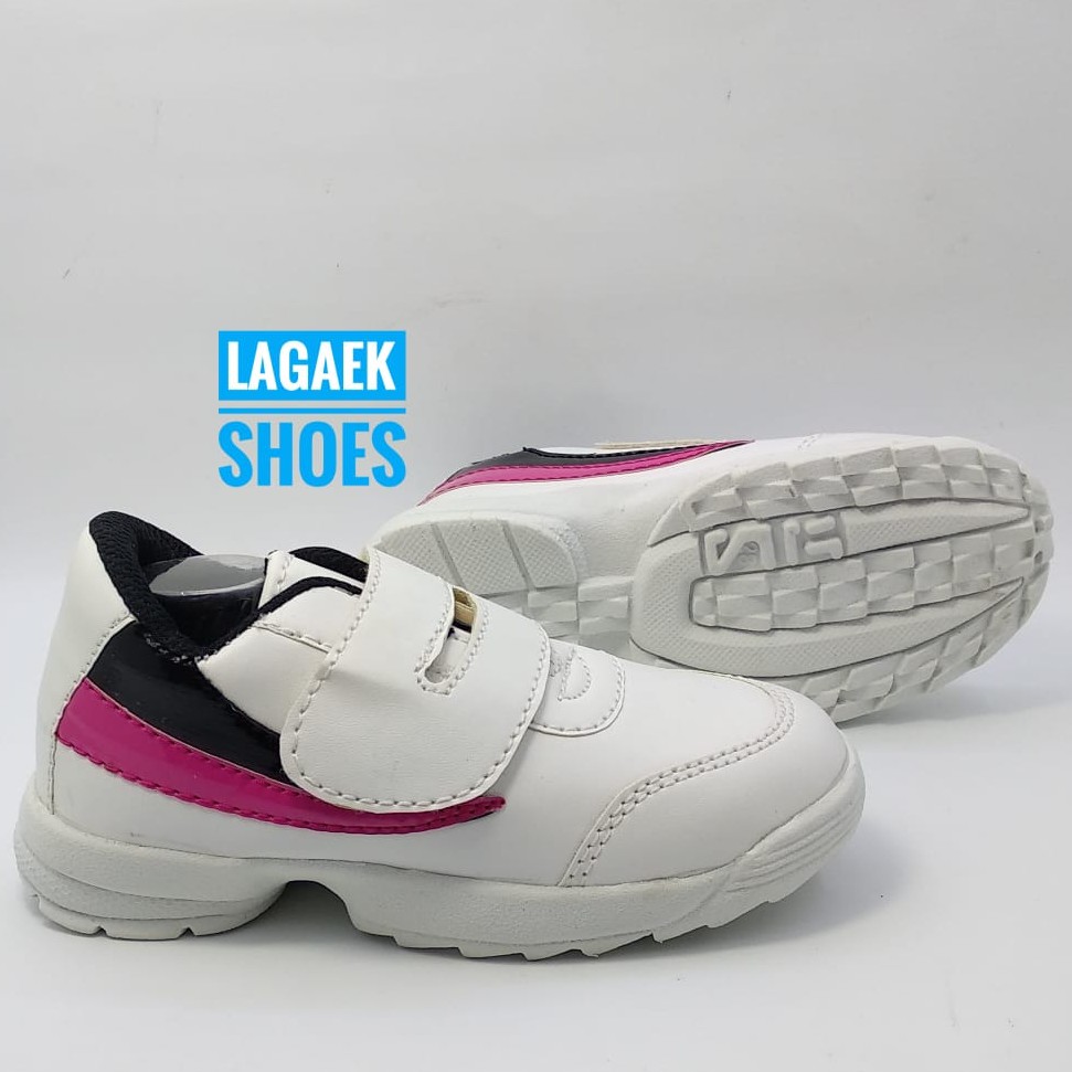 Sepatu Anak Perempuan Sporty Usia 3 4 5 Tahun PUTIH HITAM Size 26 - 30 Sepatu Anak Cewek SALE