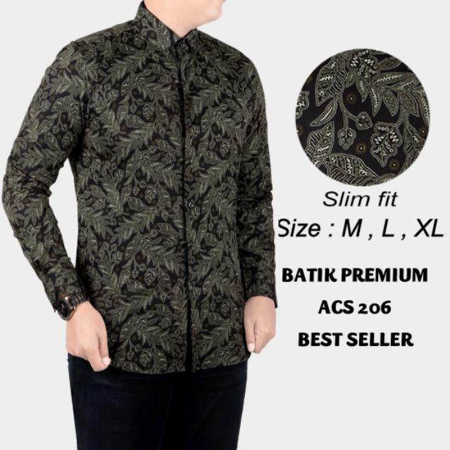 Acs161 Kemeja Batik Pria Slim Fit Lengan Panjang Colindion Modern