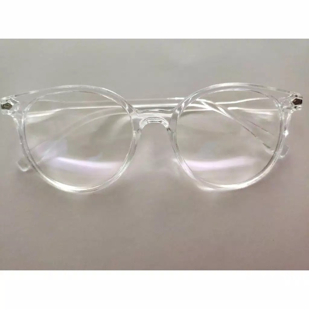 Kacamata Anti Radiasi Fashion Wanita Pria Frame Ringan Korea Design Lensa Transparan Anti UV-putih