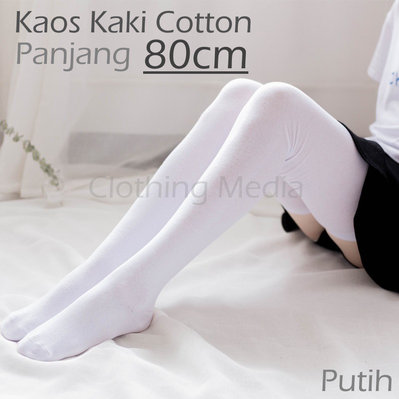 Kaos Kaki Cotton 80cm Super Panjang Katun Kaus Tinggi Overknee Long Socks Thigh High