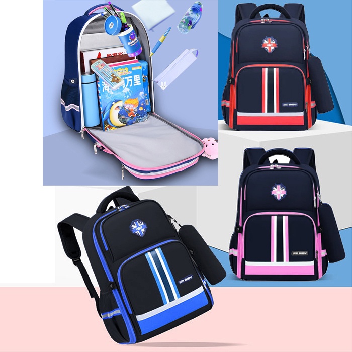 SD Tas Anak Laki Laki Import Tas anak perempuan Tempat Pensil Polos Garis 6918 Mybaby