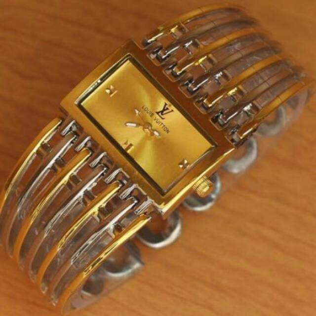 Jam tangan louis vuitton silver gold