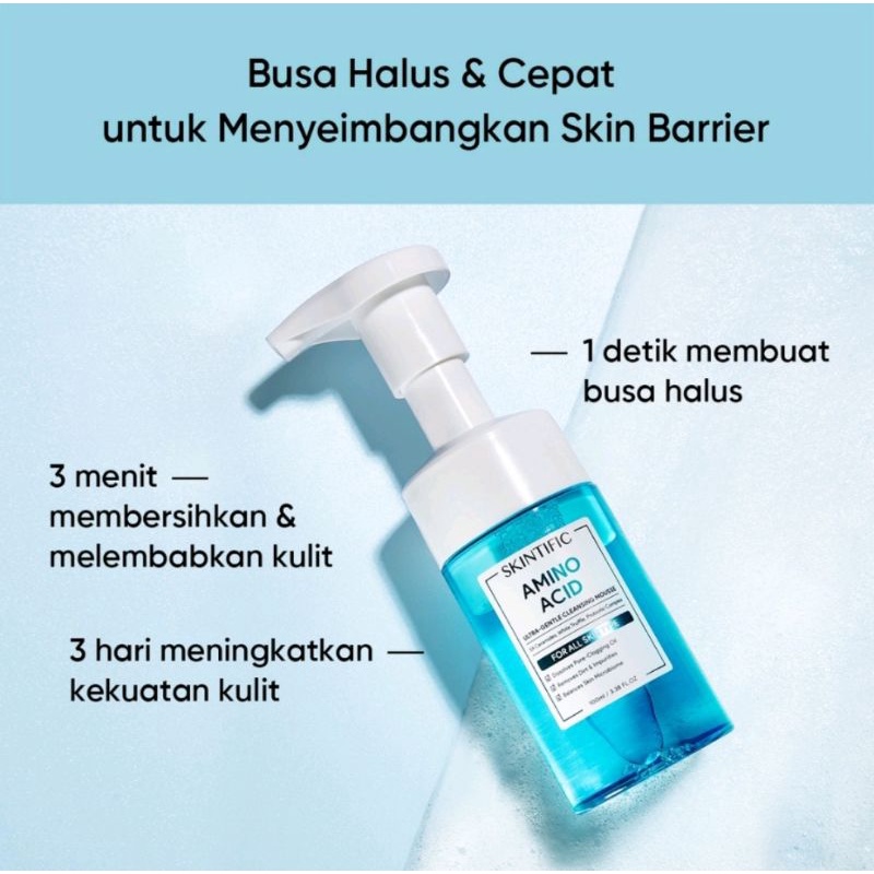 SKINTIFIC Amino Acid Ultra Gentle Cleansing Mousse 100ml | Pembersih Wajah