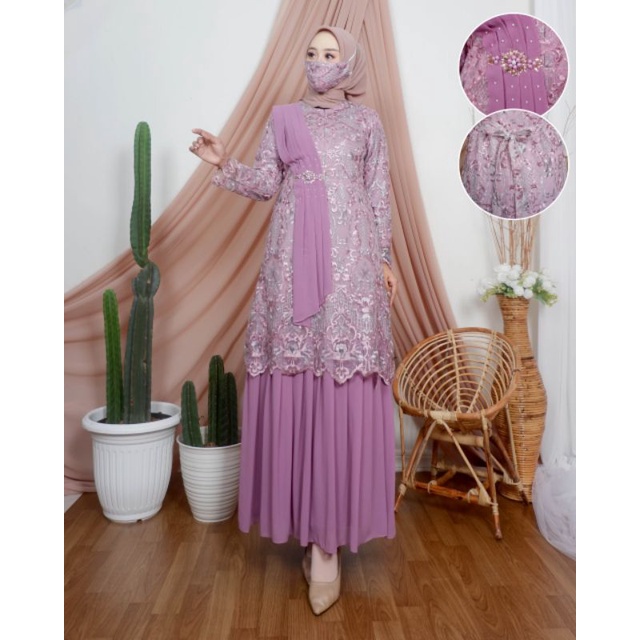 New (COD) Gamis Dewasa Terbaru Elegan Gamis Tutu Selendang// Gamis Kebaya Moderen Terbaru