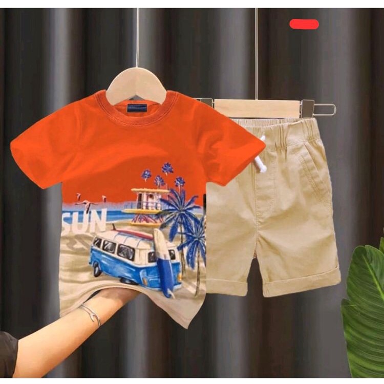 COD SETELAN BAJU BAYI ANAK MOTIF SUN PANTAI SUNSET ORANGE SIZE 1-5 TAHUN BAHAN KATUN LEMBUT NYAMAN DIPAKAI TERLARIS TERMURAH/ SETELAN BAJU BAYI ANAK LAKI LAKI/ SETELAN BAJU BAYI ANAK PEREMPUAN/ SETELAN BAJU BAYI ANAK COWO/ SETELAN BAJU BAYI ANAK CEWE