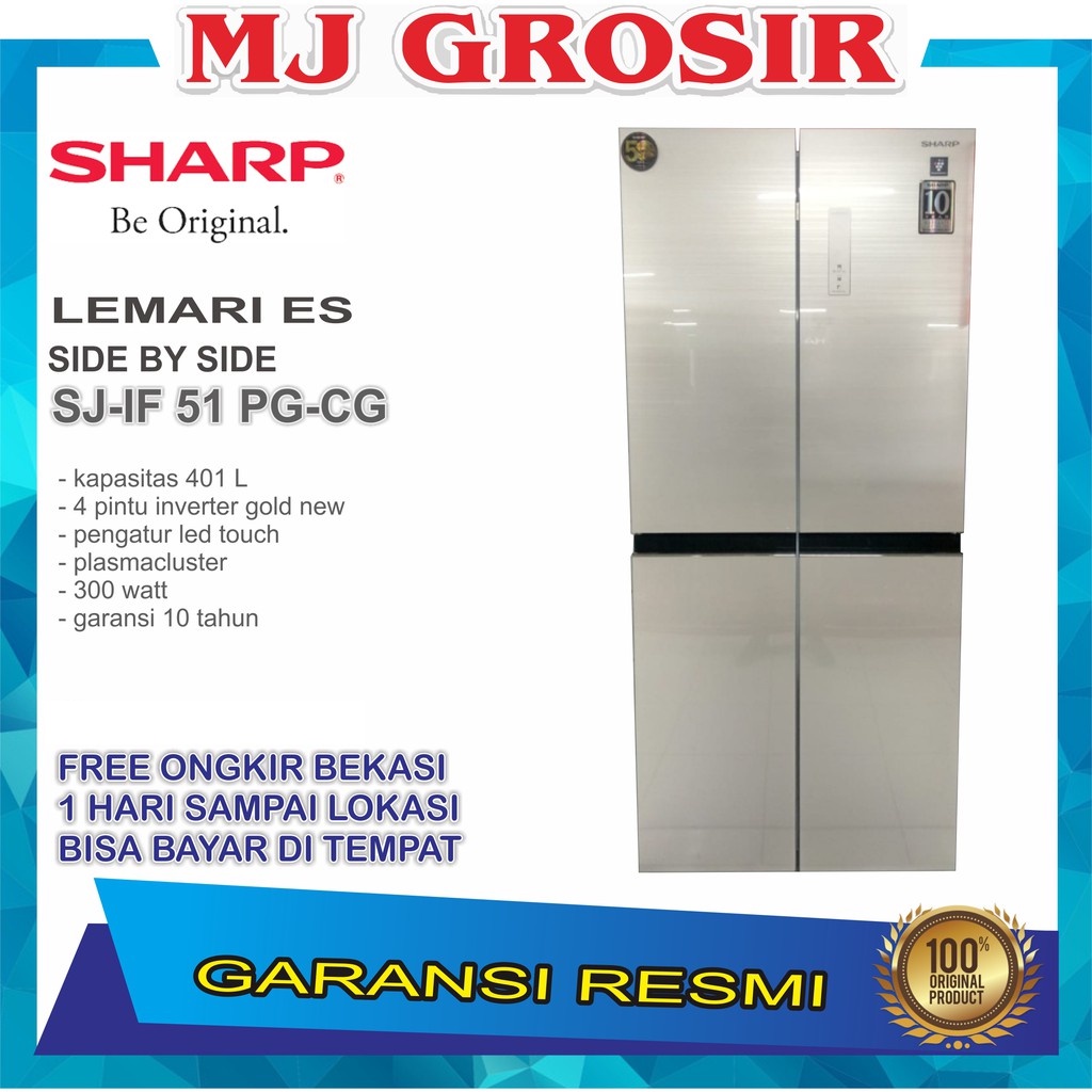 KULKAS SHARP SJ-IF51PG-CG LEMARI ES 4 PINTU SIDE BY SIDE SJ IF 51 PGCG