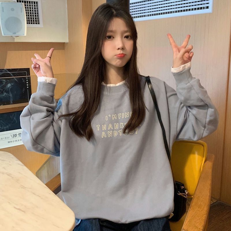 S - XXXXXL(6XL) Sweater Korean Ulzzang Harajuku I AM FINE THANKYOU, AND YOU? Sweatshirt Oversize Cute Simpel Quotes S M L XL 2XL 3XL 4XL 5XL 6XL Crewneck Jumbo Bigsize Mocca Grey Hitam