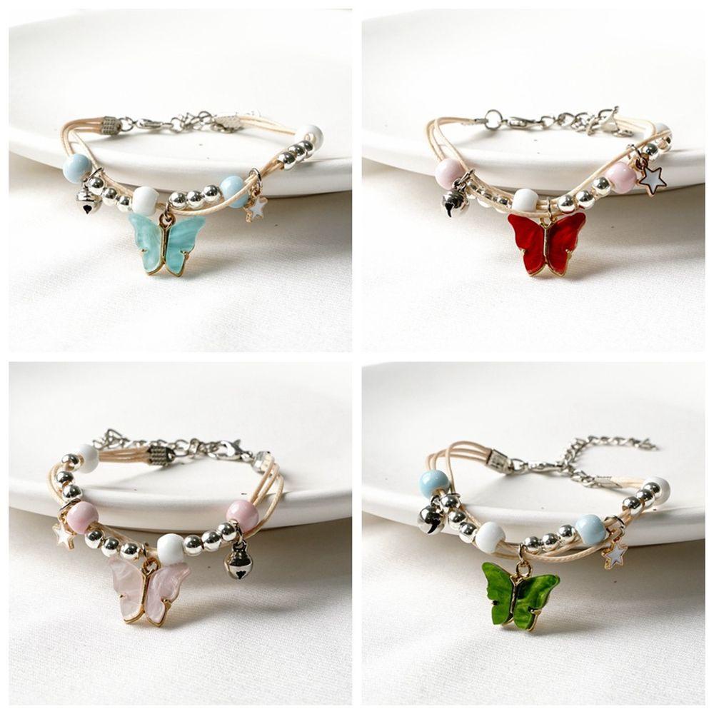 Lily Butterfly Gelang Bell Manik-Manik Keramik Liontin Dapat Disesuaikan