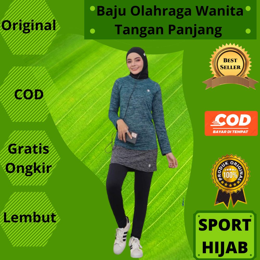 Baju Pakaian Kaos Tunik Tunic Atasan Sport Sporty Sports Olahraga Wanita Muslim Muslimah Kekinian Un