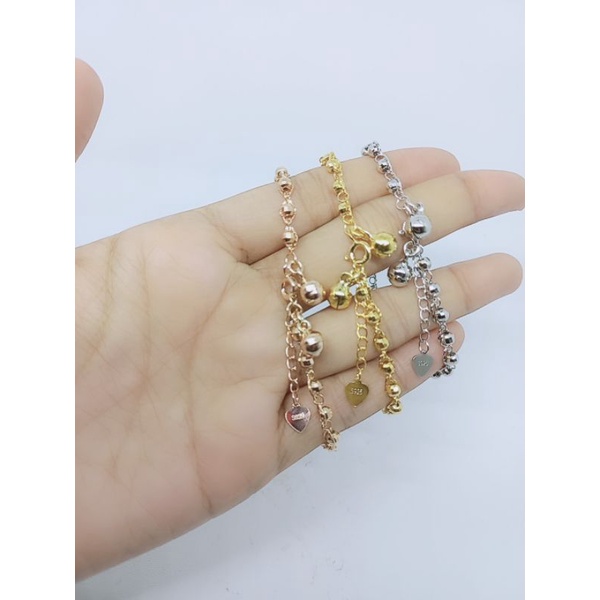 gelang rantai bolaukir + sangkar +2bel/gelang perak asli silver 925 lapis emas/gelang fashion wanita