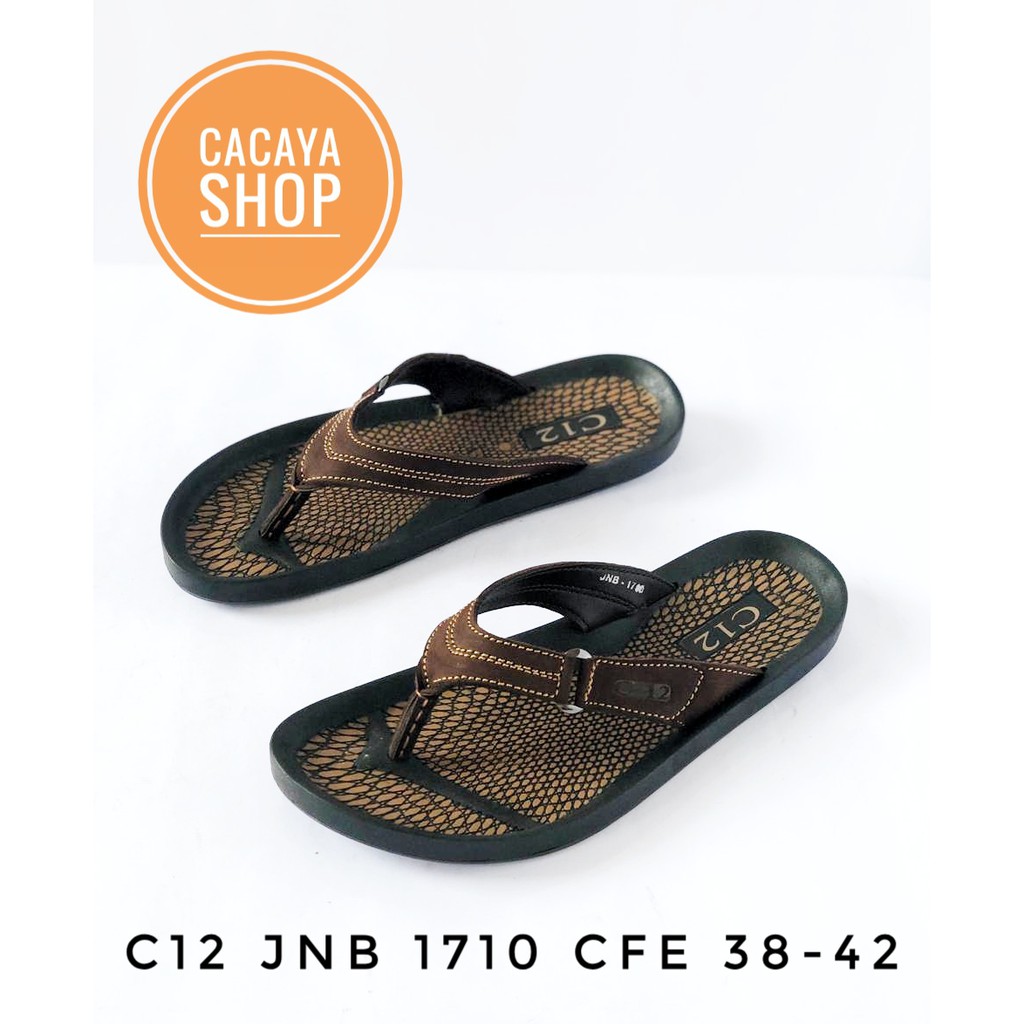 SANDAL JEPIT PRIA C12 JNB 1710 BLACK & COFFEE CACAYA