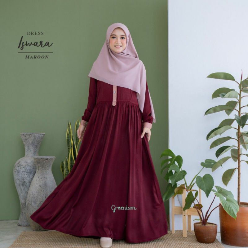 ISWARA DRESS BY GREENISM GAMIS SYARI PREMIUM RAYON POLOS