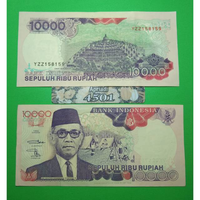 UK006 UANG KUNO ASLI 10000 RUPIAH SRI SULTAN HAMENGKU BUWONO TAHUN 1992 KOLEKSI UANG LAMA KERTAS #xf