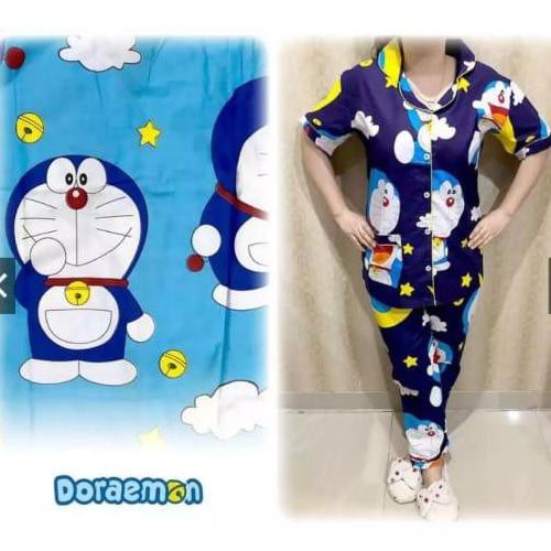 LFF Baju Tidur Wanita Piyama CP Motif Karakter-Dora Star Navy