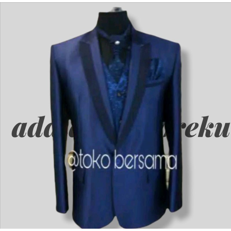 Jas pengantin biru dongker /jas wedding akad premium/jas formal pria