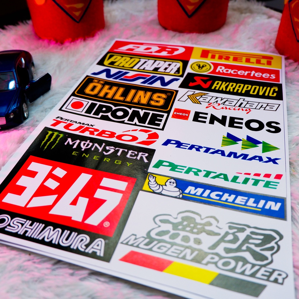 PAKET MURAH ISI 4 LEMBAR STIKER I,  Stiker Motor, Sticker Motor, Stiker Motor Keren, Stiker Racing Motor, Stiker Sponsor Racing