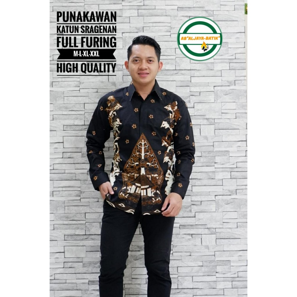 PUNAKAWAN Kemeja Batik Pria Lengan Panjang Katun Halus FULL FURING Batik Aljaya