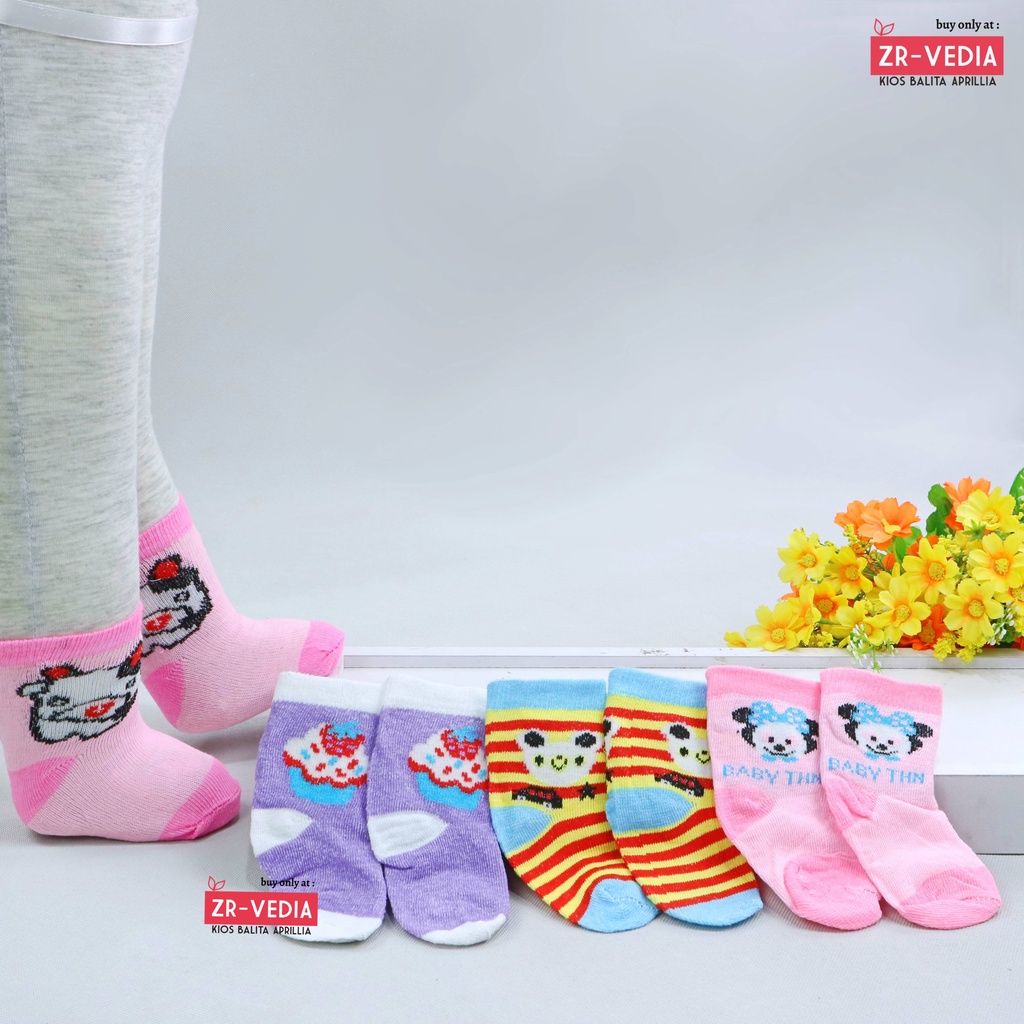 (ISI 6-12 PCS) Kaos Kaki Polos Warna uk Bayi 0-12 Bulan / SNI Baby Socks New Born LEBIH MURAH Month Adem