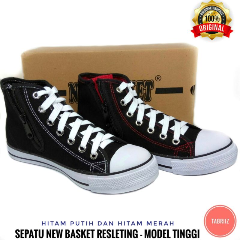 Sepatu Sekolah New Basket Resleting HC Model Tinggi Sepatu Sneaker New Basket - Original Quality