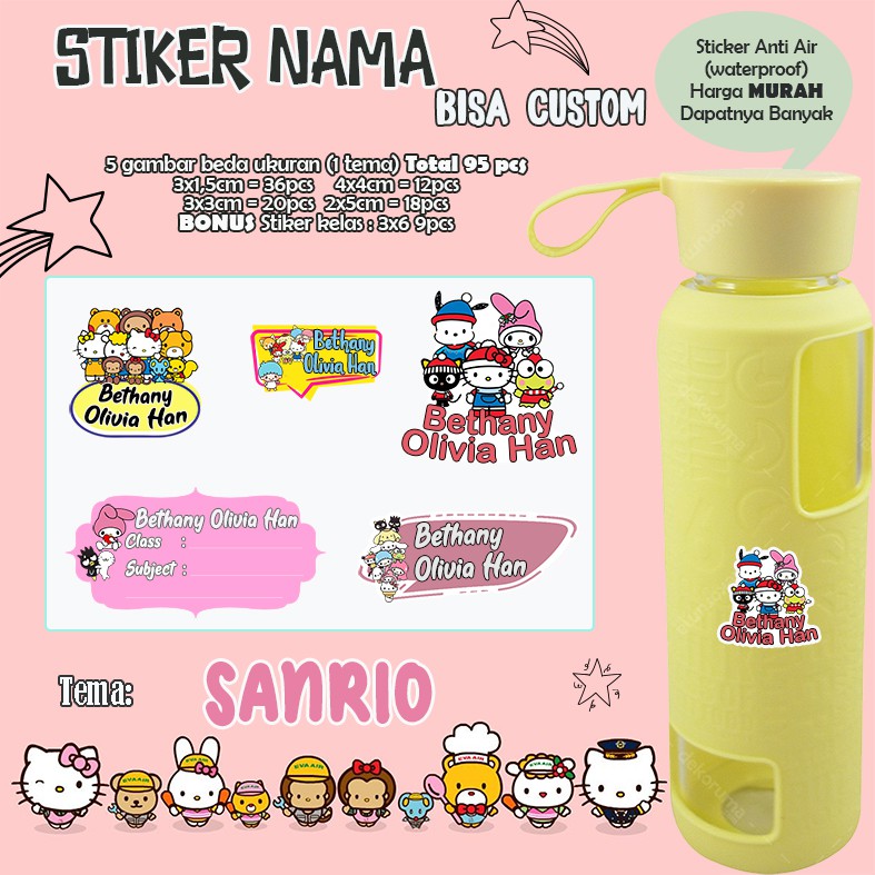 

95pcs STIKER NAMA WATERPROOF paket lengkap