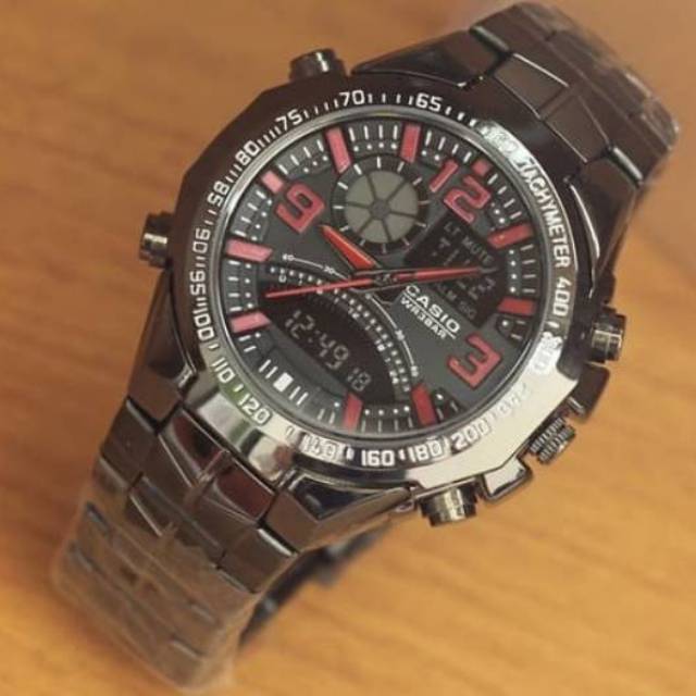 Jam tangan casio edifice redbull racing chain black red kw super
