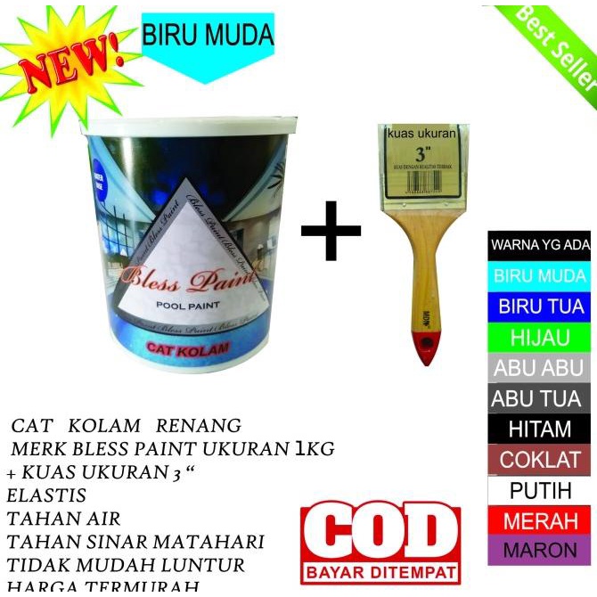 promo Cat kolam renang ikan koi anti bocor + kuas 3 " merk Bless Pai BEST DEAL