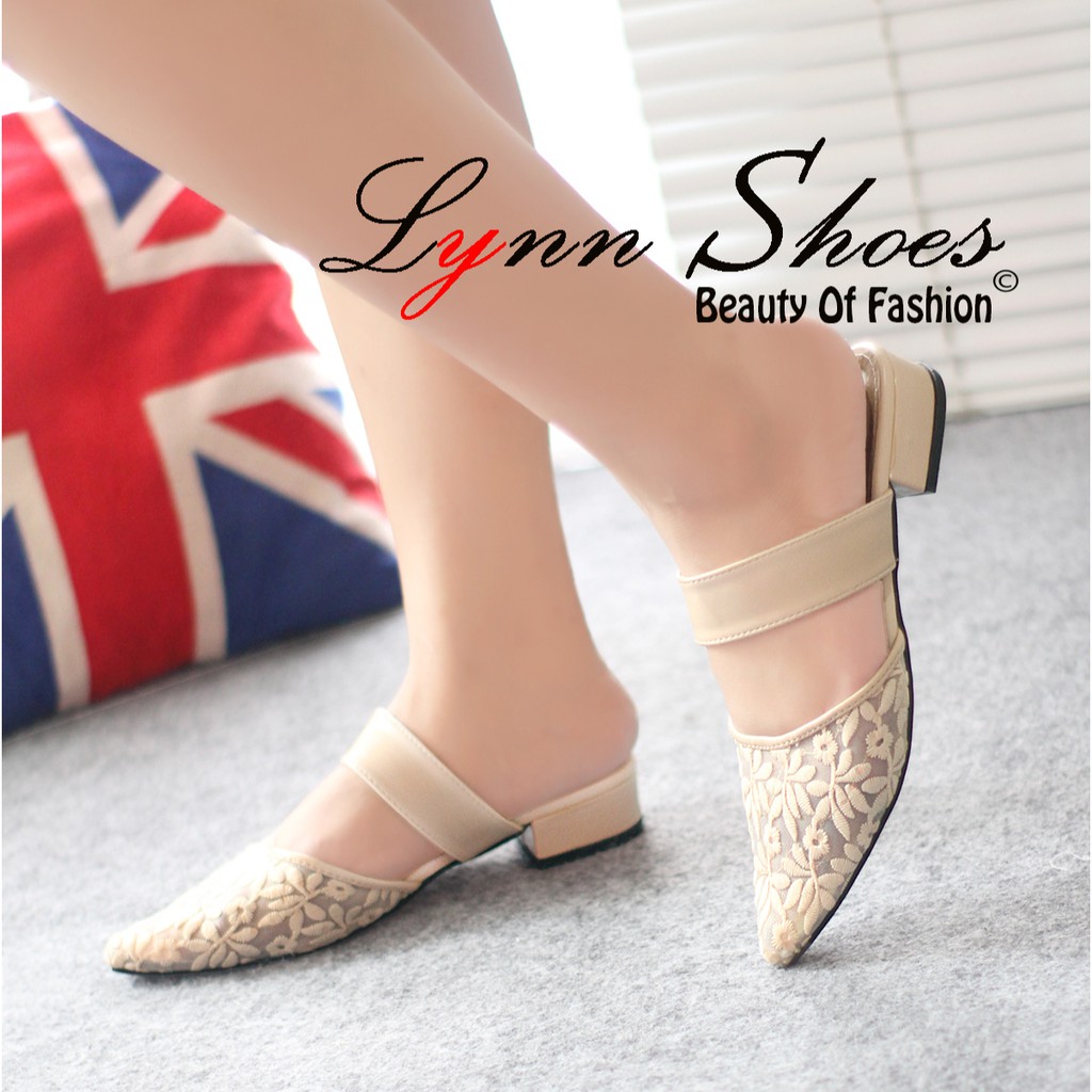 Lynn Sepatu Pesta Wanita Heels Brukat High Quality SS8MG - Cream / Hitam