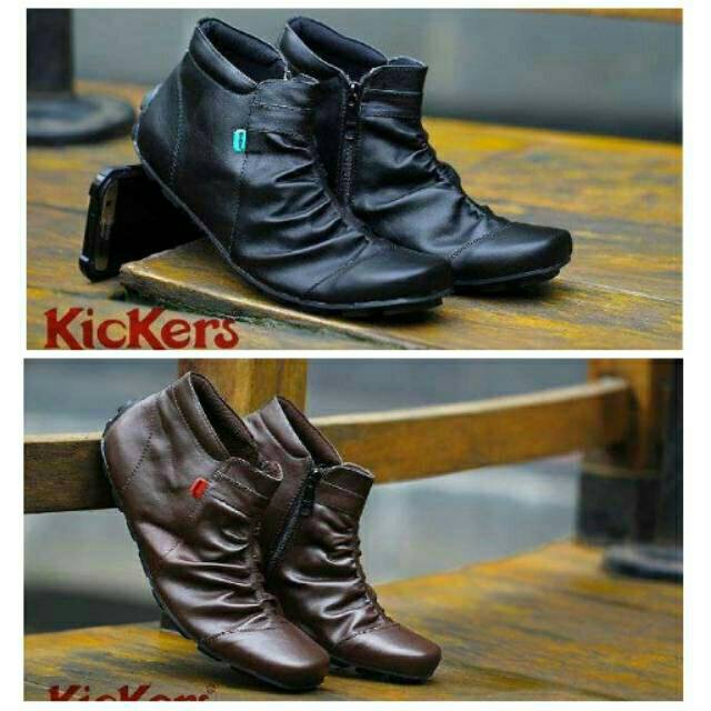 Promoo !!!! Sepatu slip on pria kickers casual slop formal kerja kantor kulit asli santai kuliah