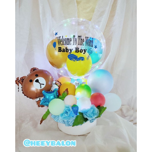 Balon box/balon buket/balon baby/buket Snack/buket bunga/buket wisuda/kado bayi/Snack box/buket kado