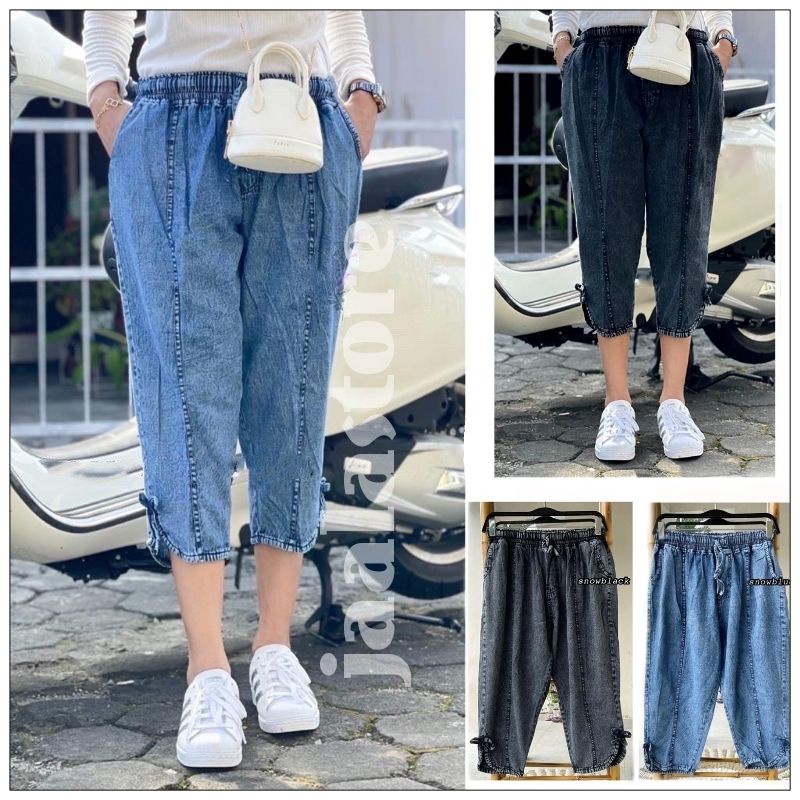 celana jeans wanita 7/8 Gemini pants baggy high waist standar dan jumbo