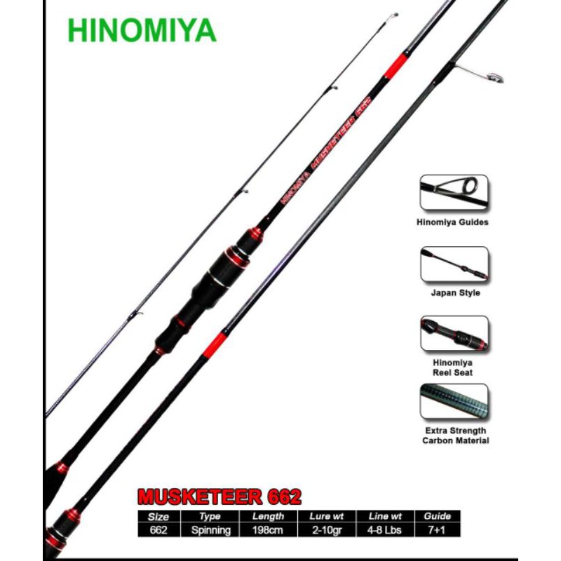 Rod HINOMIYA MUSKETEER 662 / 198cm (Line Test 4-8lbs)