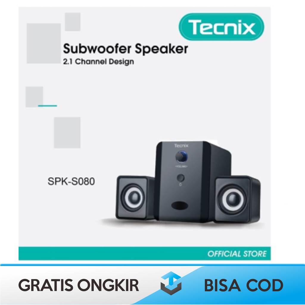 SUBWOOFER SPEAKER BLUETOOTH TECNIX SPK-B080 2.1 CHANNEL USB FOR LAPTOP