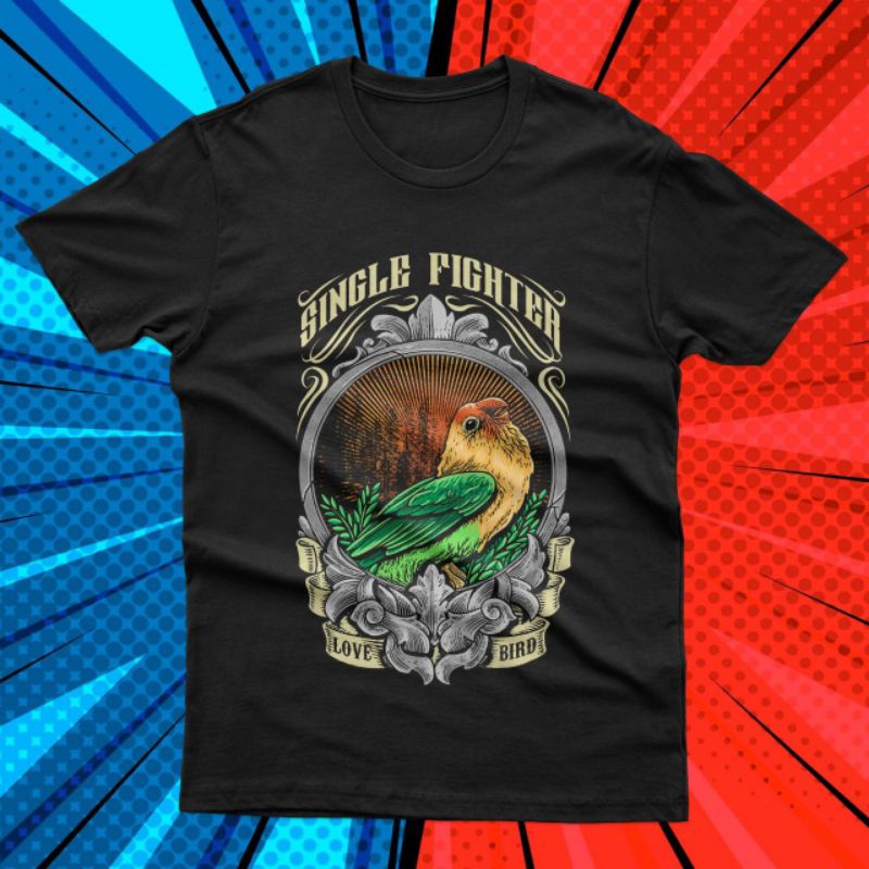 Kaos Lovebird lover kaos kicaumania kaos burung single fighter