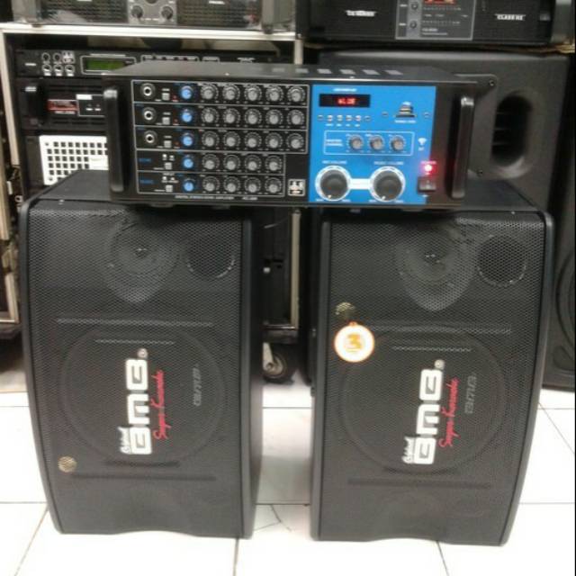 Paket karaoke speaker bmb+power amplifier DB 8 pro original