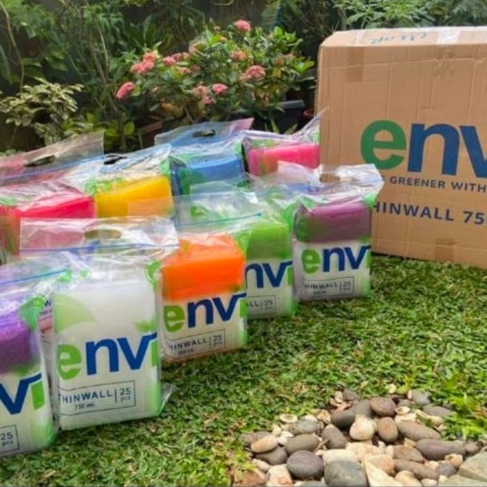 Thinwall Envi  Warna 750ml Rect  750 ml  kotak makanan isi 25 set ..