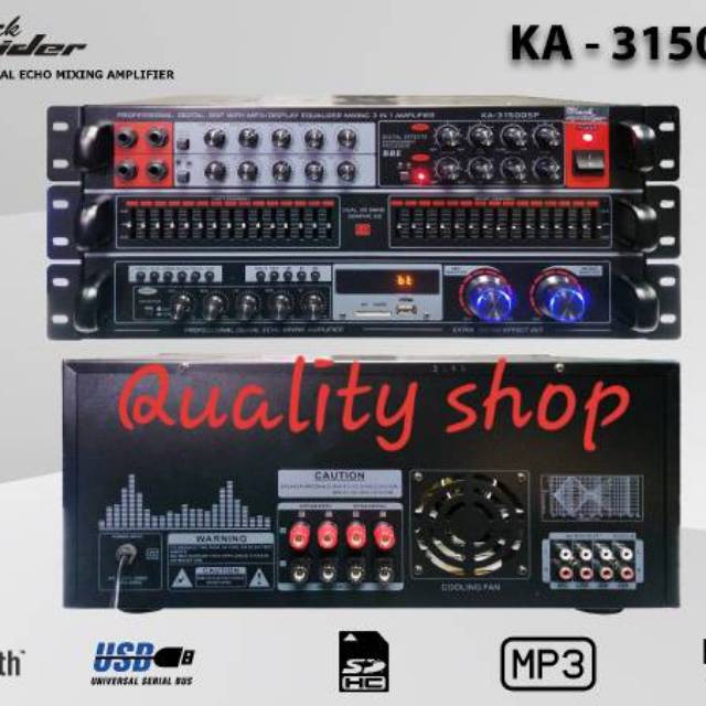 POWER MIXER 3 SUSUN BLACKSPIDER KA-3150DPS BLUETOOH USB EQUALIZER PROSESOR BBE BARU