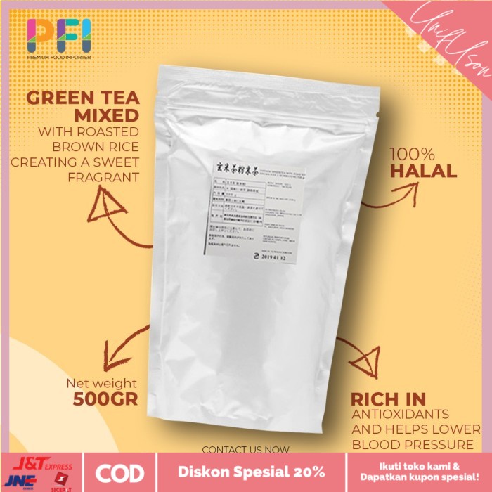 

⭐COD⭐ Harada Genmaicha Roasted Brown Rice Green Tea Powder 500Gr